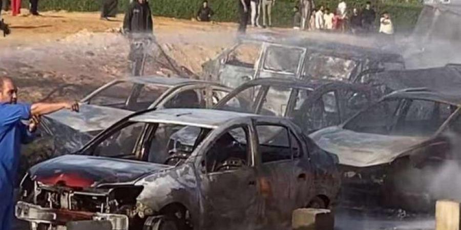 تفحم 9 سيارات في انفجار خط غاز طريق الواحات بأكتوبر - اخبارك الان