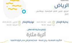 حالة الطقس اليوم الإنذار البرتقالي في الرياض