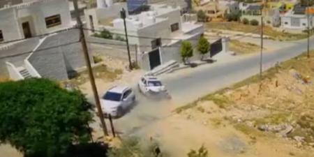 بالفيديو .. حادث تصادم في منطقة النبي هود بجرش - اخبارك الان