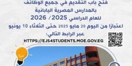 اليوم.. فتح باب التقديم لـ وظائف المدارس المصرية اليابانية 2025 / 2026 - اخبارك الان